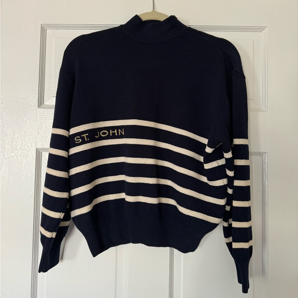 St. john Navy and white striped turtleneck sweater - size P